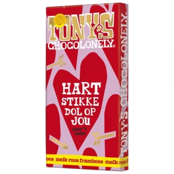 Tony's | Reep Liefde Melk Roos Framboos | 15 x 180 gram