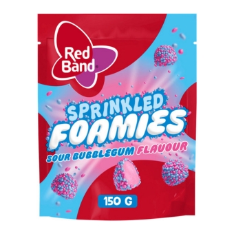 Red Band | Sprinkled Foamies Sour Bubblegum | 10 x 150 gram