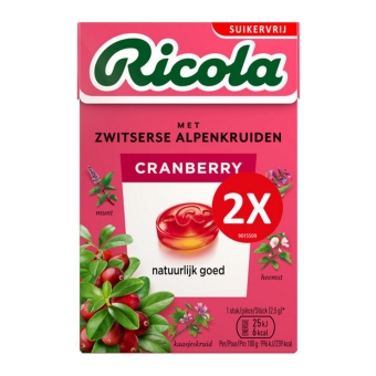 Ricola | Cranberry Suikervrij Duopack | 10 x 2 x 50 gram