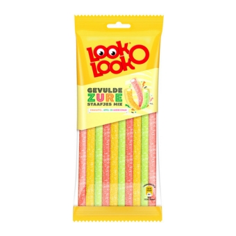 Look-O-Look | Gevulde Zure Staafjes Mix Zak | 125 gram