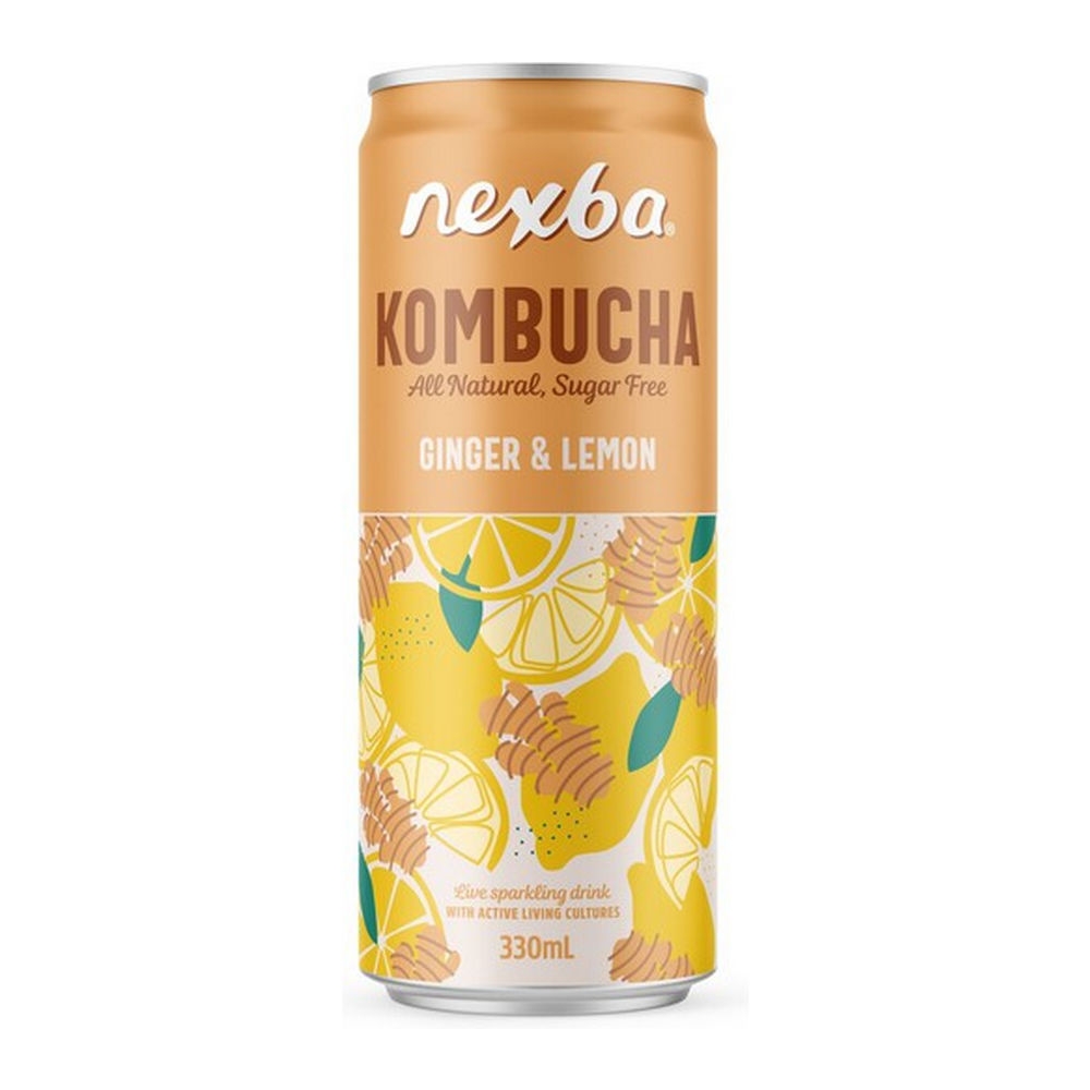 Nexba | Kombucha Ginger & Lemon | Blik | 12 x 33 cl