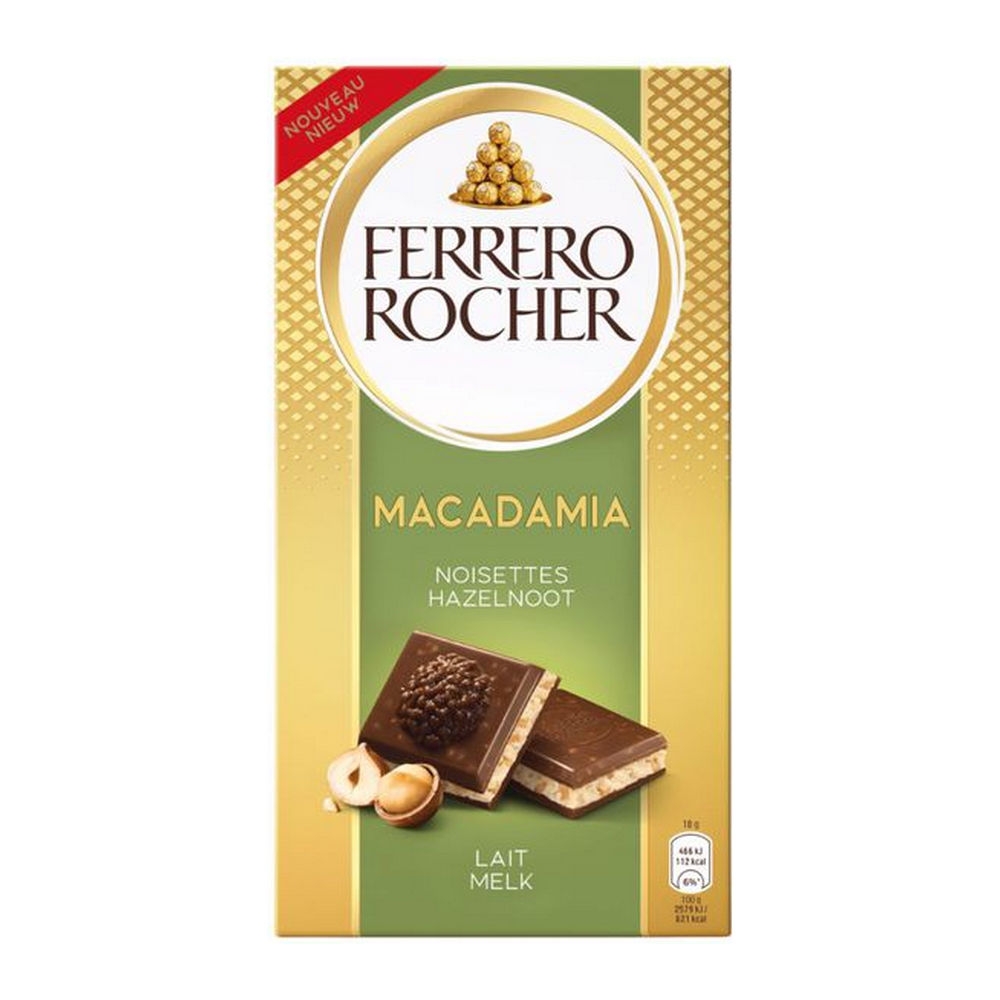 Ferrero | Rocher Tablet Hazelnut Macadamia | 8 x 90 gram