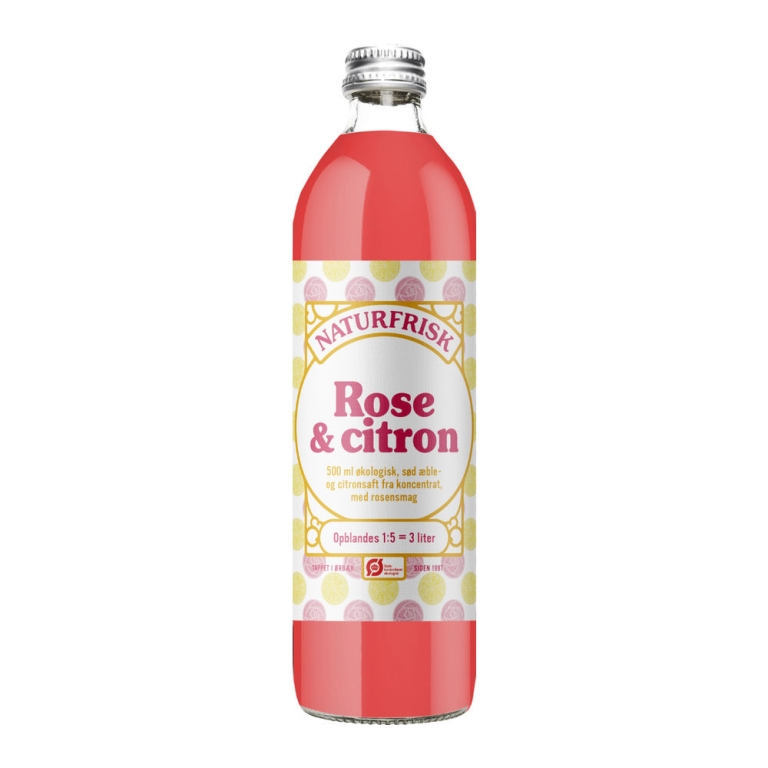 Naturfrisk | Cordial Rose & Lemon Bio | 12 x 500 ml