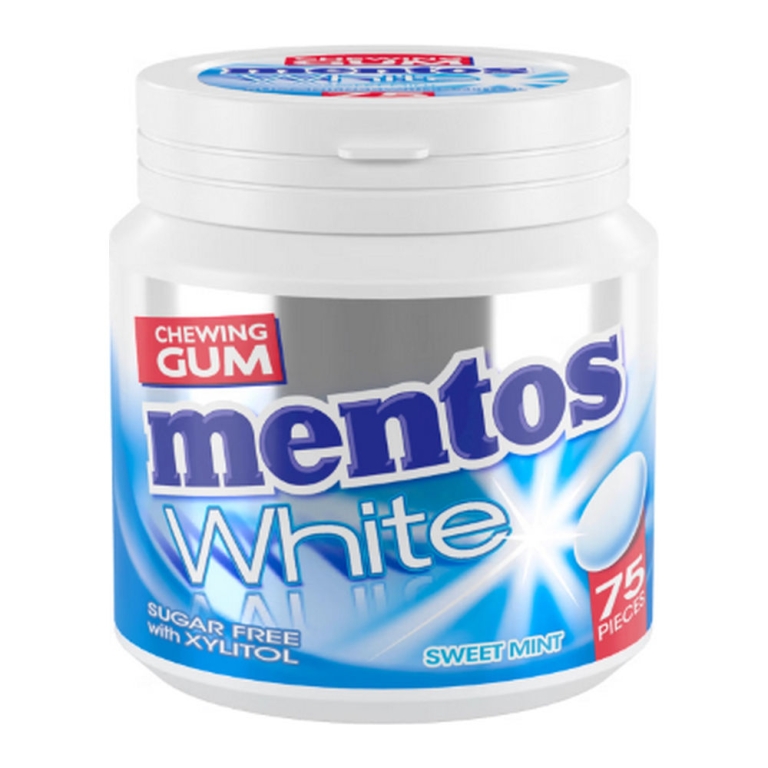 Mentos | Gum | White Sweetmint | Bottle | 8 x 75 stuks