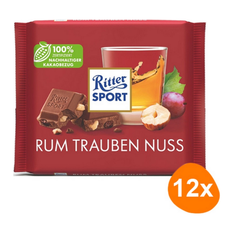 Ritter Sport | Rum Rozijnen Hazelnoten | 12 x 100 gram