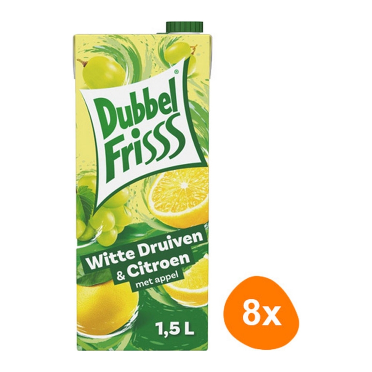 Dubbelfrisss | Witte Druiven & Citroen Pak | 8 x 1,5 liter