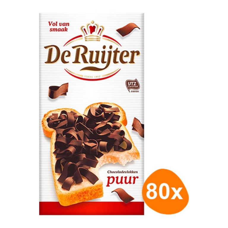 De Ruijter | Chocoladevlokken Puur | 80 x 15 gram