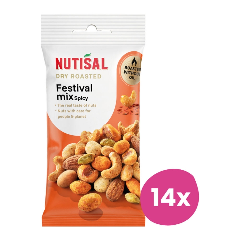 Nutisal | Dry Roasted Festival Mix Zakje | 14 x 60 gram