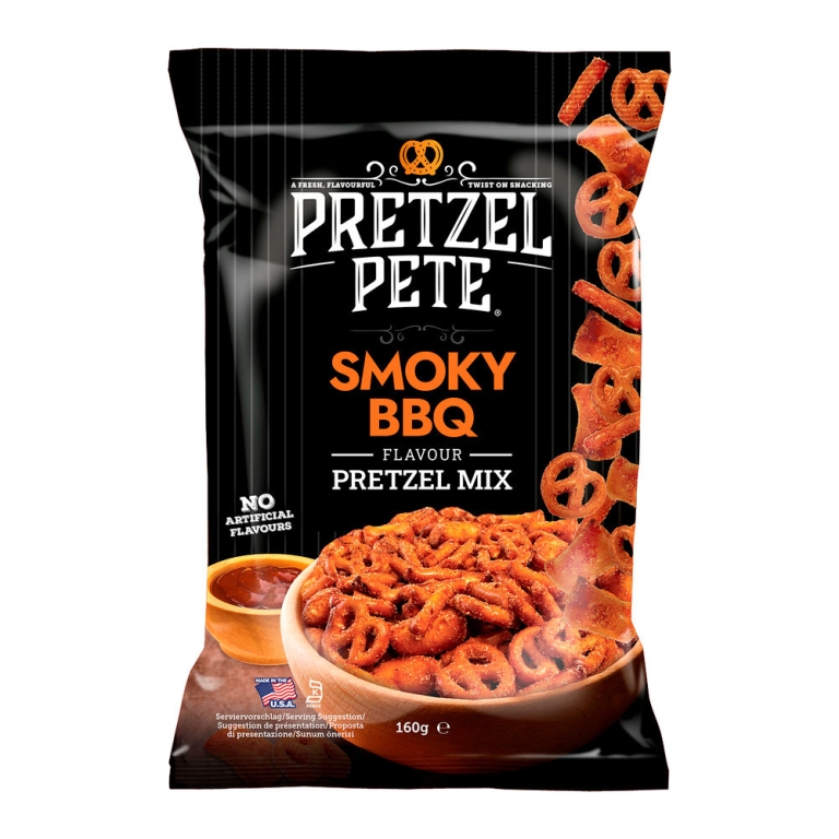 Pretzel Pete | Smoky Bbq Pretzel Mix Zak | 8 x 160 gram