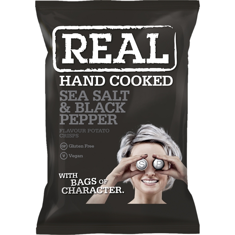 Real Crisps | Sea Salt & Black Pepper | 10 x 150 gram
