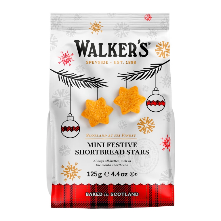 Walker's | Mini Shortbread Festive Stars | 12 x 125 gram