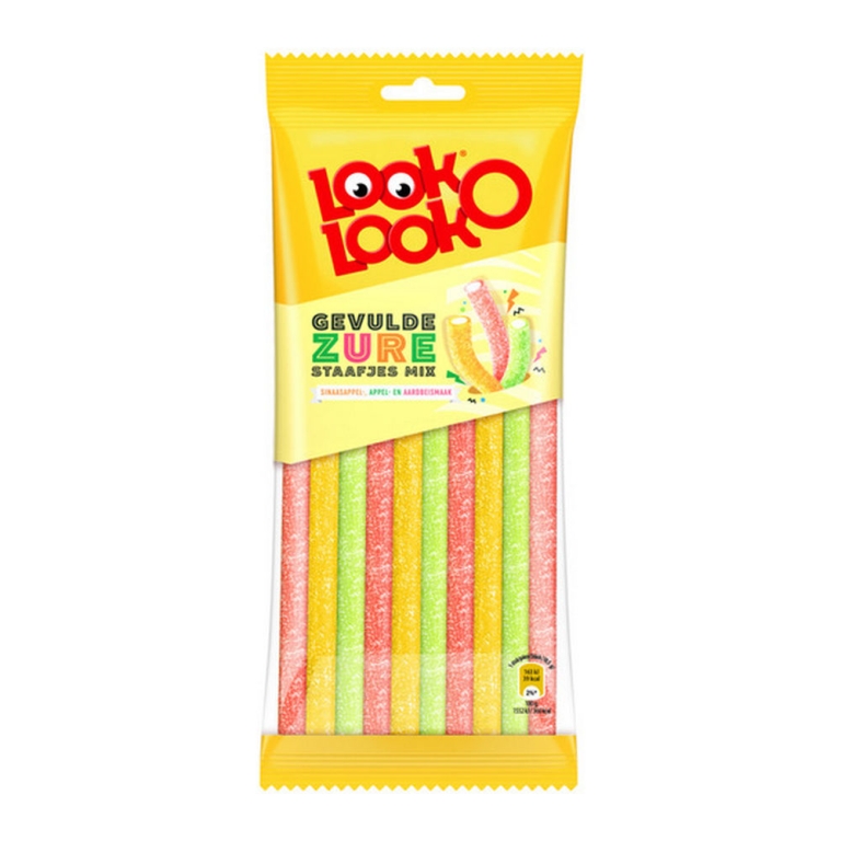Look-O-Look | Gevulde Zure Staafjes Mix Zak | 125 gram
