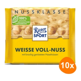 Ritter Sport | Wit Hele Hazelnoot | 10 x 100 gram