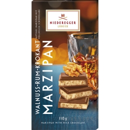 Niederegger | Marsepein Walnoot-rum Melkchocolade | 10 x 110 gram