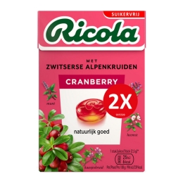 Ricola | Cranberry Suikervrij Duopack | 10 x 2 x 50 gram